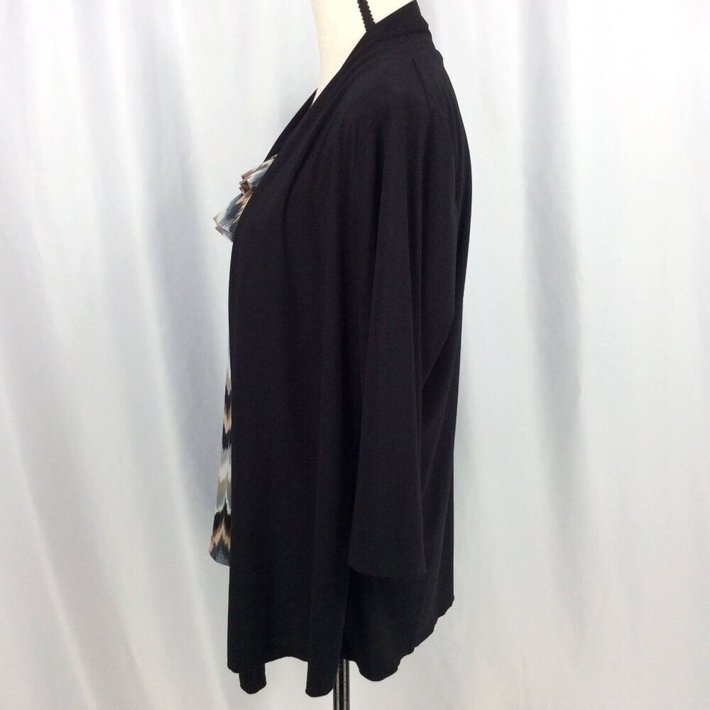 Perception Faux 2 PC Tank Cardigan Top Womens 1X Stretch Short Sleeve Ruffle - Picture 4 of 8